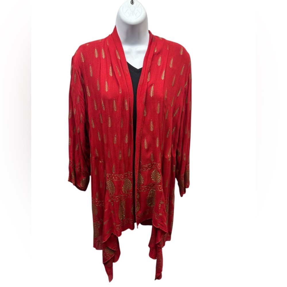 Red and Gold Size Medium Cardigan. J09. BL/RD 3